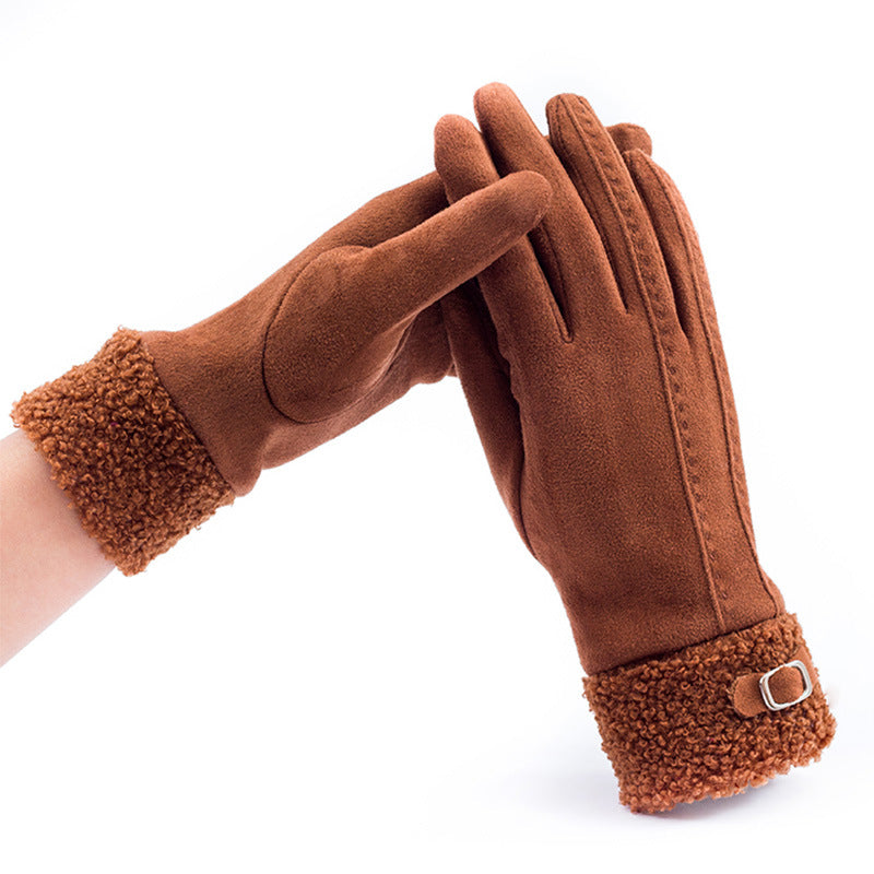 Warm Gloves Women's Winter Touch Screen Riding Plus Velvet Thickening