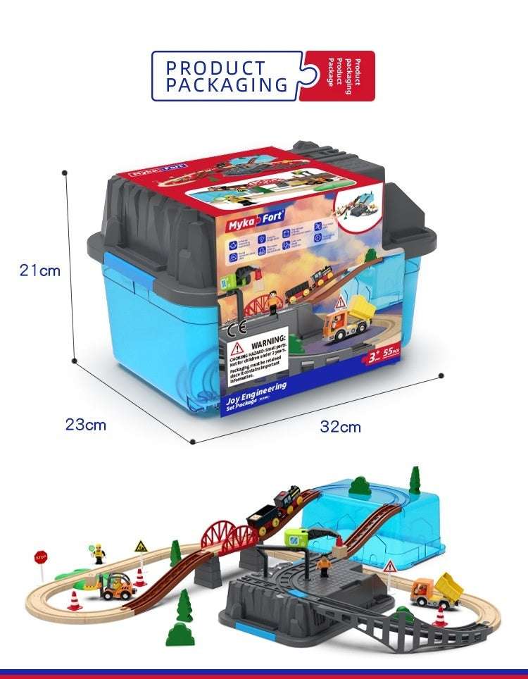 Wooden Track Train With Storage Box Toys - globaltradeleader