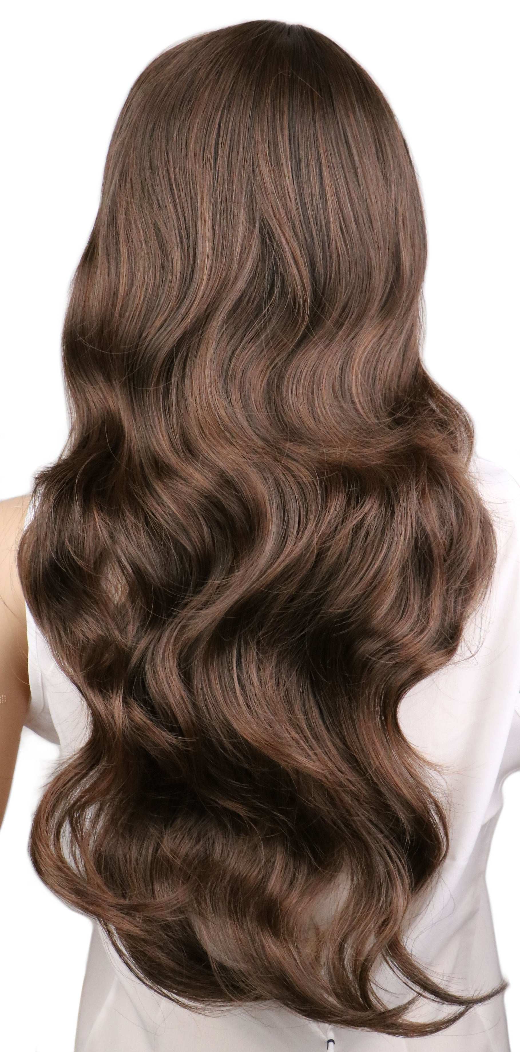 Female Long Curly Hair Big Wave Pear Flower Head Buckle Qi Bangs Wig