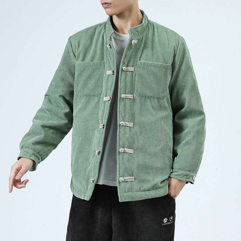 Men's Casual Cotton-padded Buckle Top Coat