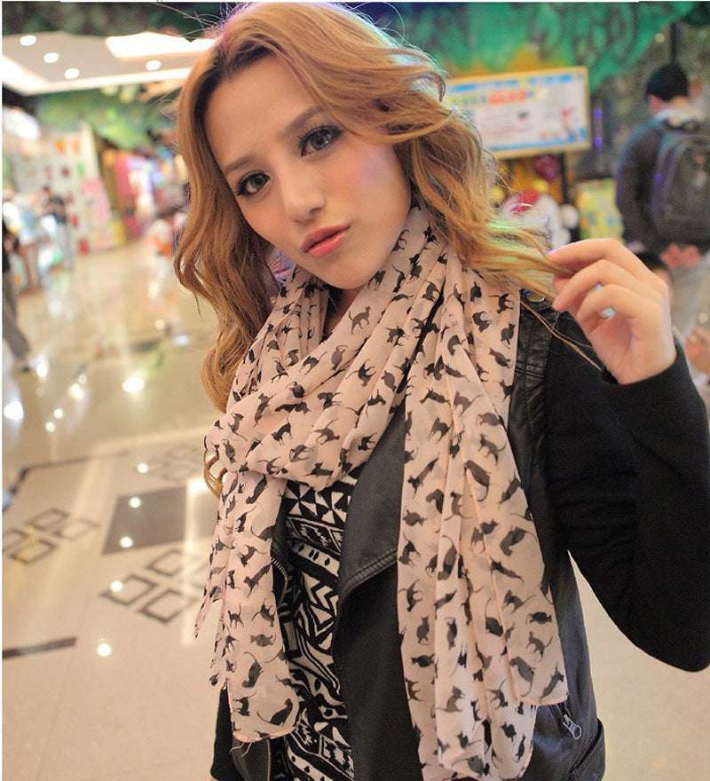 Women's Silk Chiffon Kitty Long Scarf - globaltradeleader