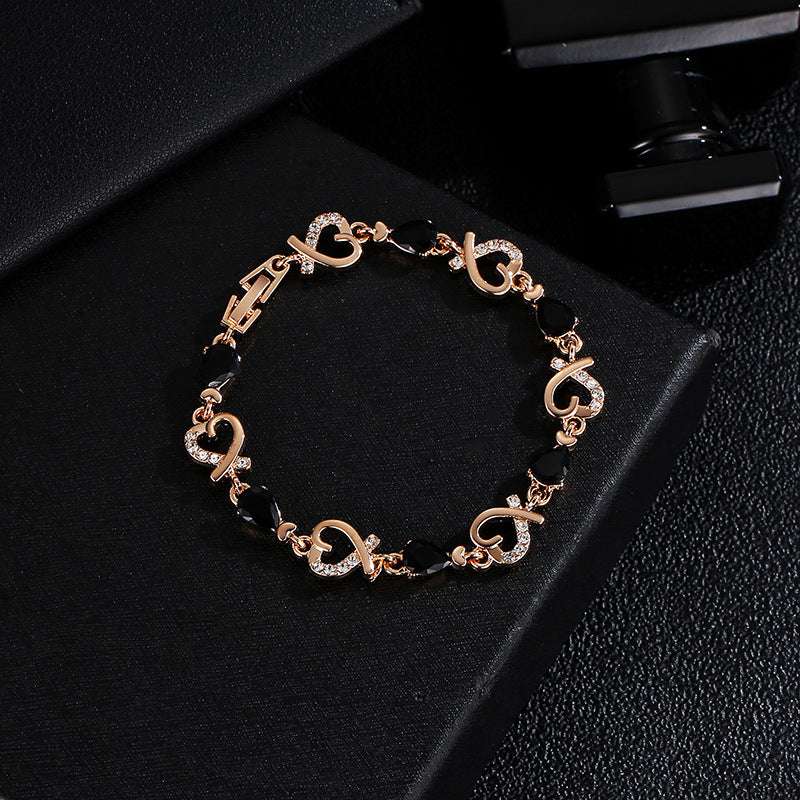 Hollow Love Bracelet With Rhinestones Fashion Temperament Heart-shaped Bracelet For Valentine's Day Gift Jewelry - globaltradeleader