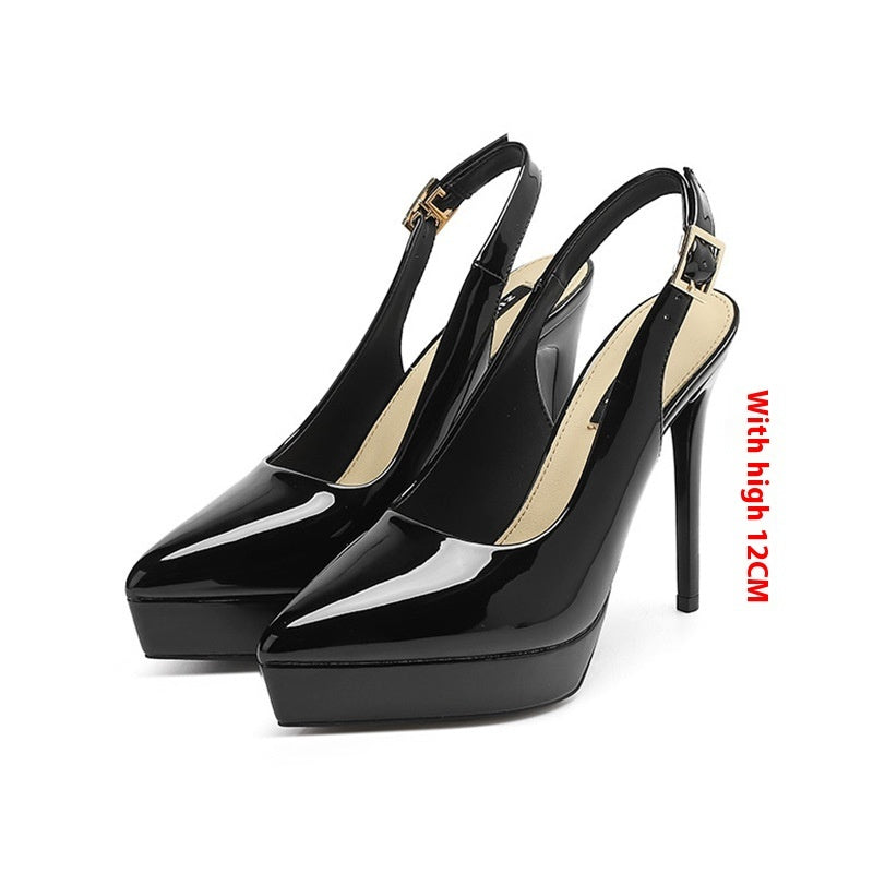 Pointed-toe Stiletto Shoes Sexy Super High Heel Toe Cap Slingback Sandals - globaltradeleader