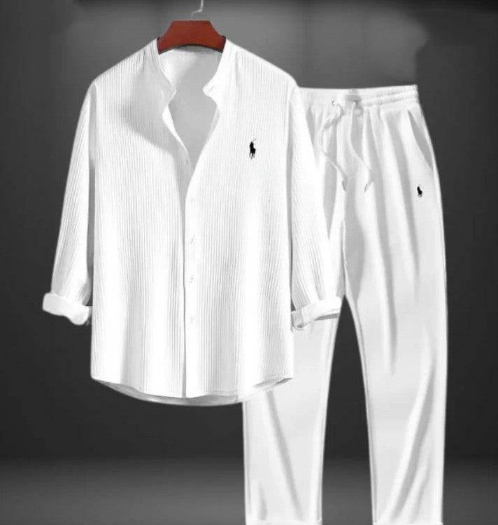 Men's Casual Loose Multi-color Beachwear Cotton And Linen Short Sleeve Suit Two-piece Set - globaltradeleader