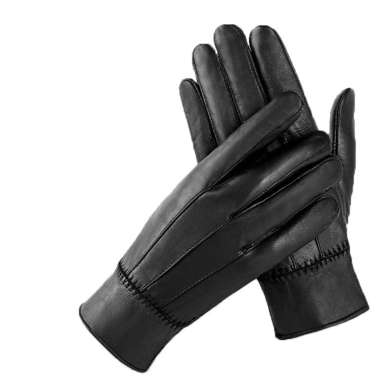 Genuine Leather Gloves For Men Women Fleece Lined Padded Warm Keeping Sheepskin Gloves - globaltradeleader