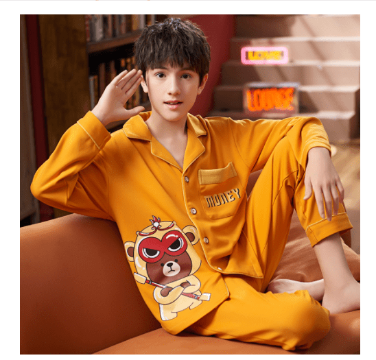 Spring And Autumn Cotton Long Sleeved Cardigan Children's Pajamas