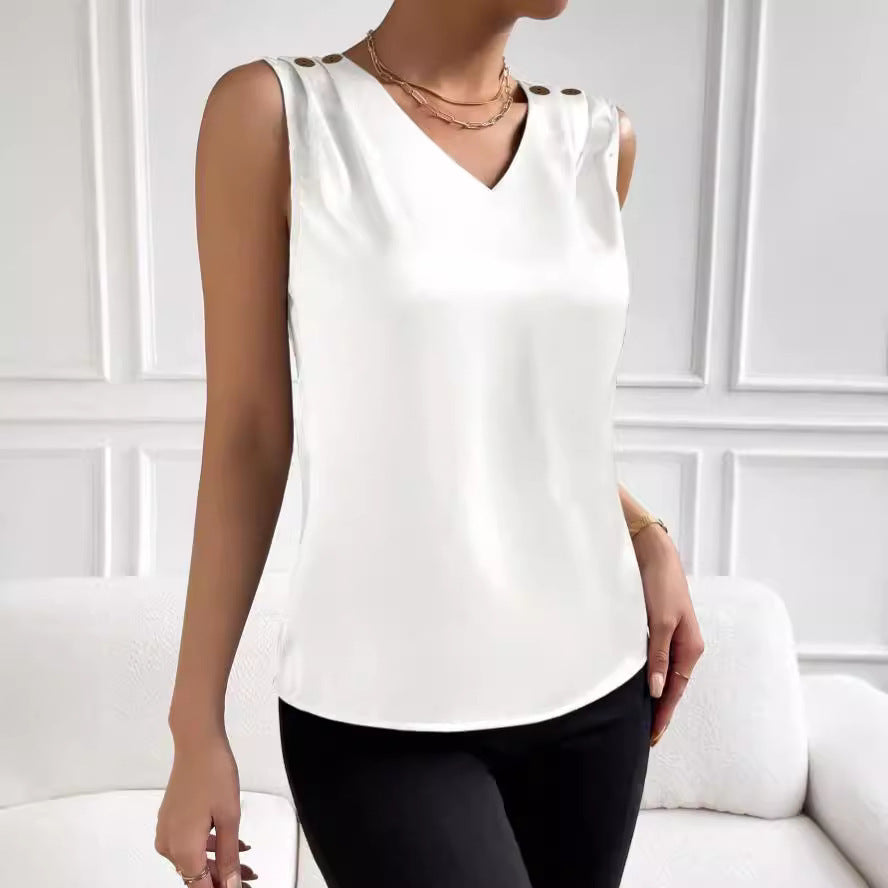 Women's Fashionable Simple Silk High Elastic Solid Color Vest - globaltradeleader