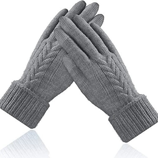 Autumn And Winter Jacquard Dark Gray Warm Touch Screen Magic Gloves - globaltradeleader