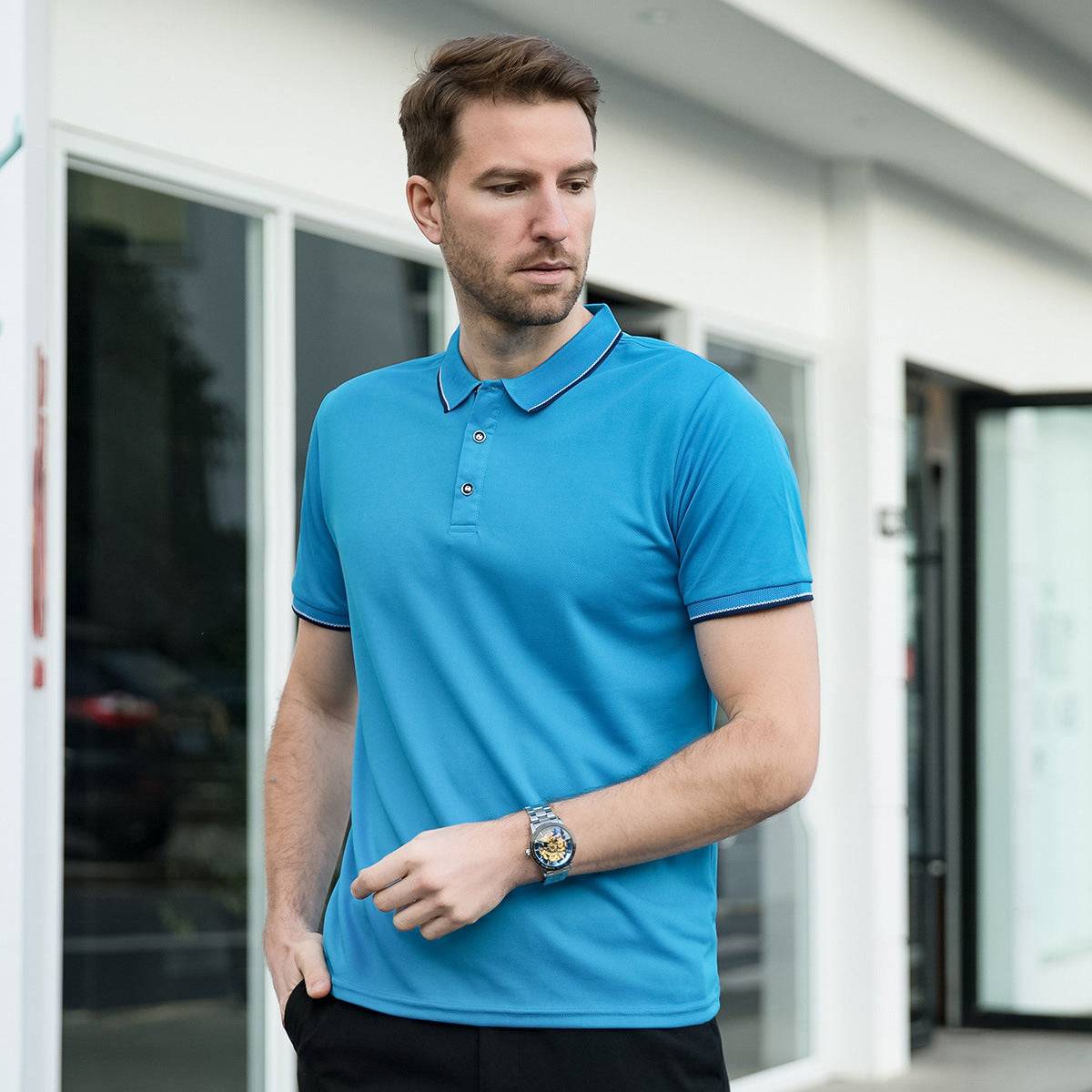 Polo Shirt Men's Thin Lapels Short Sleeve Shirt T-shirt - globaltradeleader