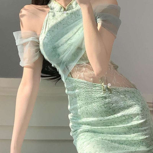 Retro New Chinese Style Improved Cheongsam Design Sense Niche Adult Lady Like Woman Slim Fit Dress