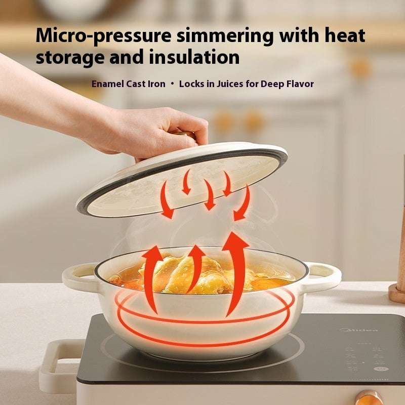 Cream White Cast Iron Cast Soup Stew Pot - globaltradeleader