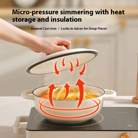 Cream White Cast Iron Cast Soup Stew Pot - globaltradeleader