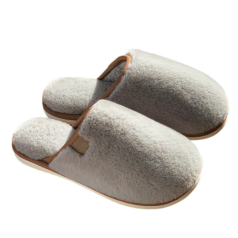 Winter Plush Slippers Warm Solid House Shoes Non-slip Bedroom Floor Home Slipper For Women Men - globaltradeleader
