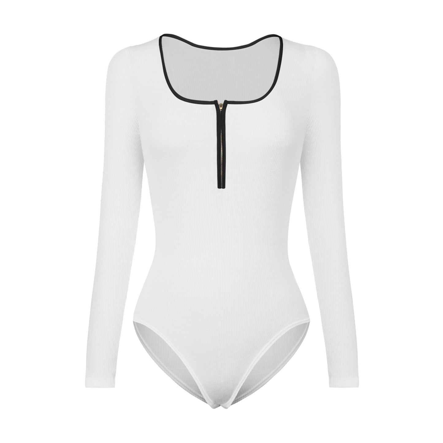 Tight Long Sleeve Jumpsuit Fashion Square Neck Zipper Thread Innner Corset Body Shaper Clothing For Dress Slim Sports Yoga Fitness Romper - globaltradeleader