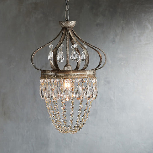 Retro Crystal Chandelier Wrought Iron Forged Crown Lamp - globaltradeleader