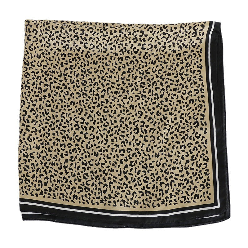 Artificial Silk Leopard Print Silk Scarf