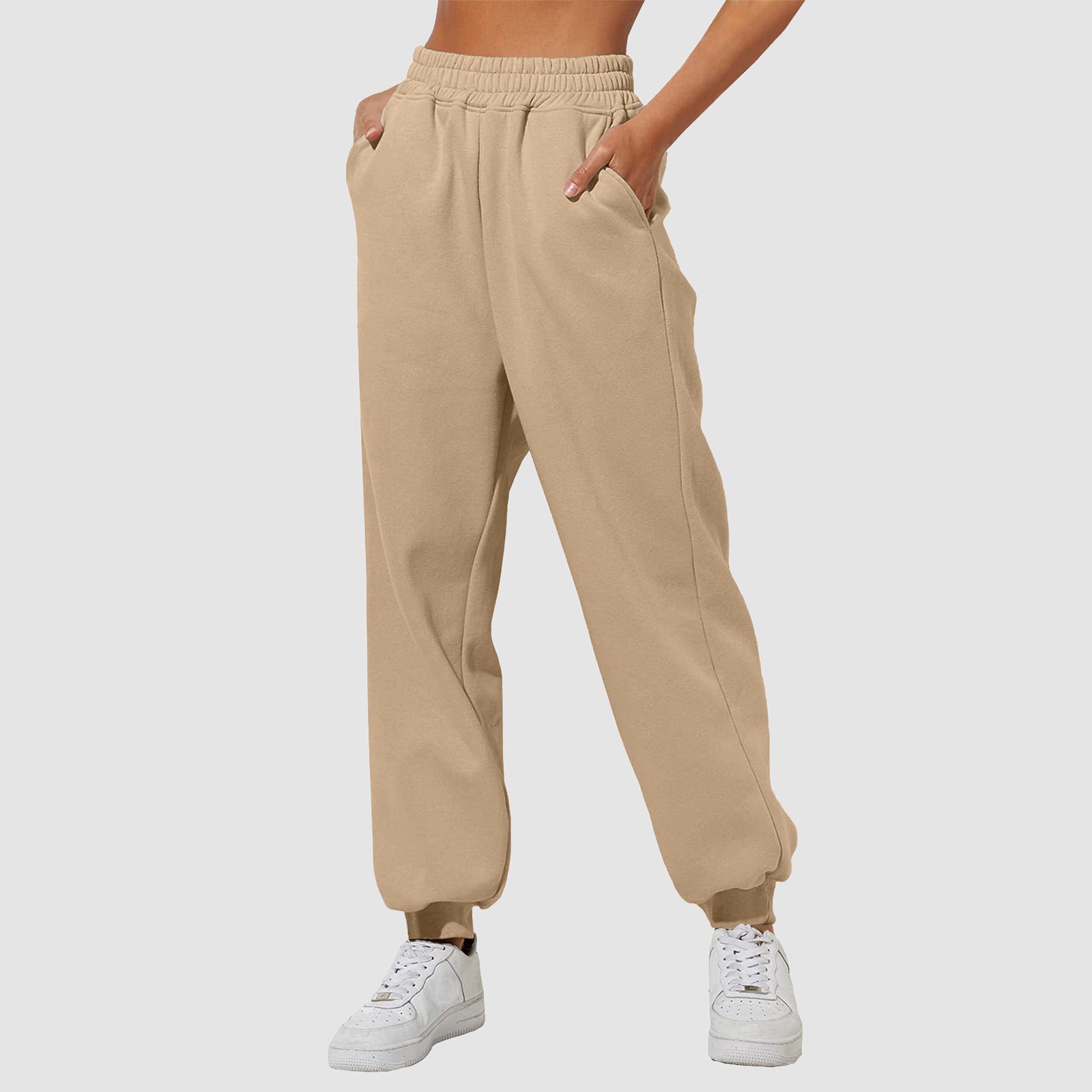 Women's Trousers With Pockets High Waist Loose Jogging Sports Pants Comfortable Casual Sweatshirt Pants - globaltradeleader