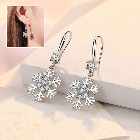 Temperament Snowflake Earrings With Rhinestones Fashion Personalized Christmas Earrings For Women Jewelry - globaltradeleader
