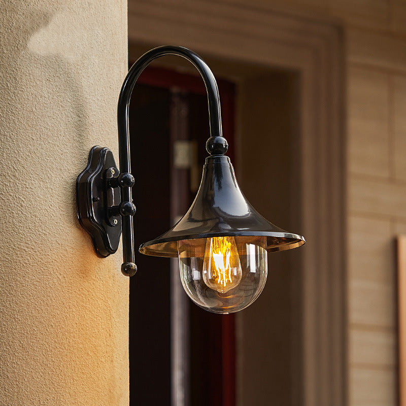 Outdoor Wall Lamp Horn Wall Lamp Outdoor Gate Lamp Stairs Pastoral Aluminum Balcony Exposed Table Lamp - globaltradeleader