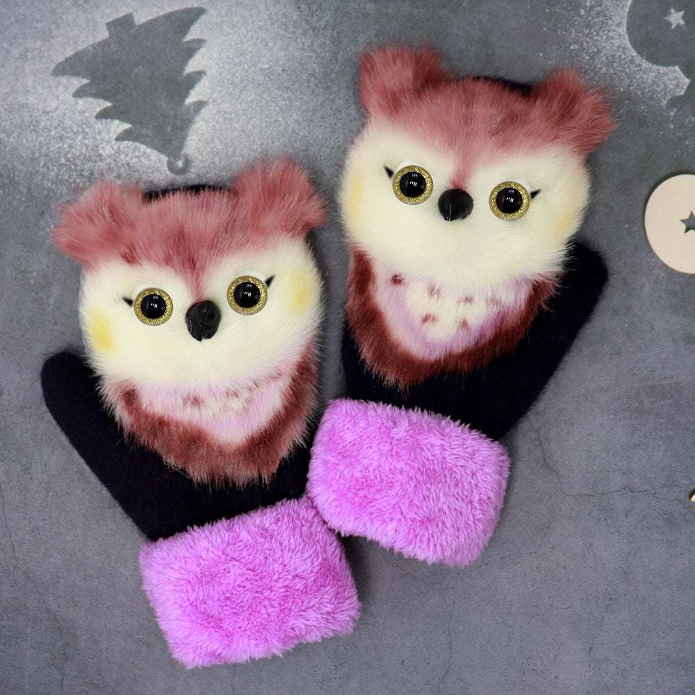 Winter Women's Plush Cartoon Animal Gloves - globaltradeleader