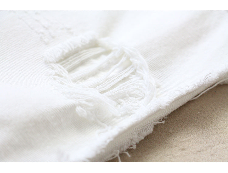Ripped White Denim Skirt Women's Spring And Summer - globaltradeleader