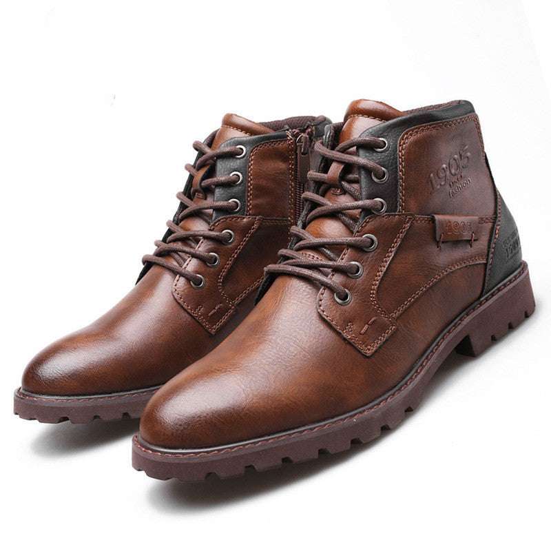 Men Winter Ankle Boots Lace Up Footwear Leather Shoes - globaltradeleader