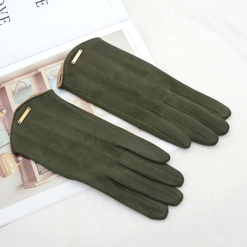Women's Fleece Suede Gloves Warm And Cold Protection - globaltradeleader