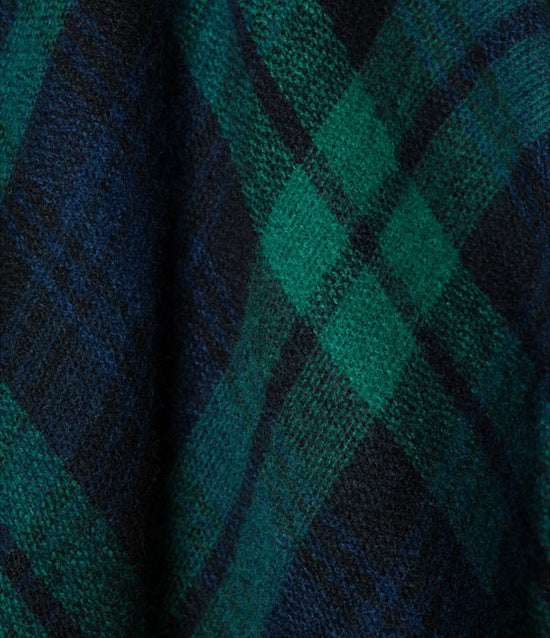 Green Plaid Neutral Acrylic Scarf