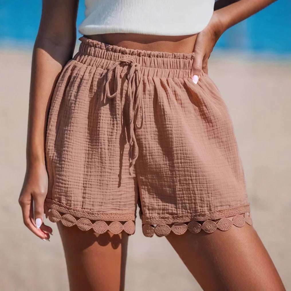 Women's Fashion Lace Beach Casual Loose Lace-up Shorts - globaltradeleader