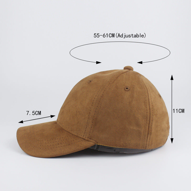 Suede Baseball Hat Solid Color Peaked Hat Black Brown Summer Sun Hat - globaltradeleader