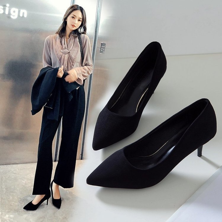 Black Suede High Heels Women's Stiletto Ceremonial Shoes - globaltradeleader