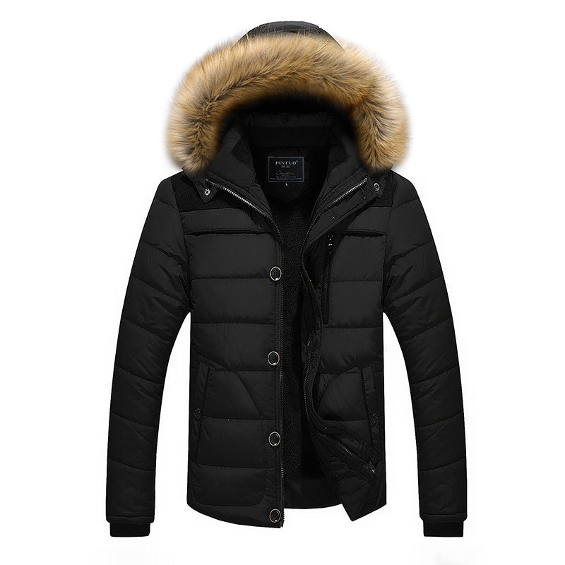 Men's Fur Hooded Coat Winter Thick Fleece Jacket Cotton Clothing - globaltradeleader