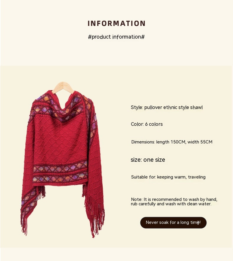 Autumn And Winter New Ethnic Style Shawl Travel Tassel Cloak