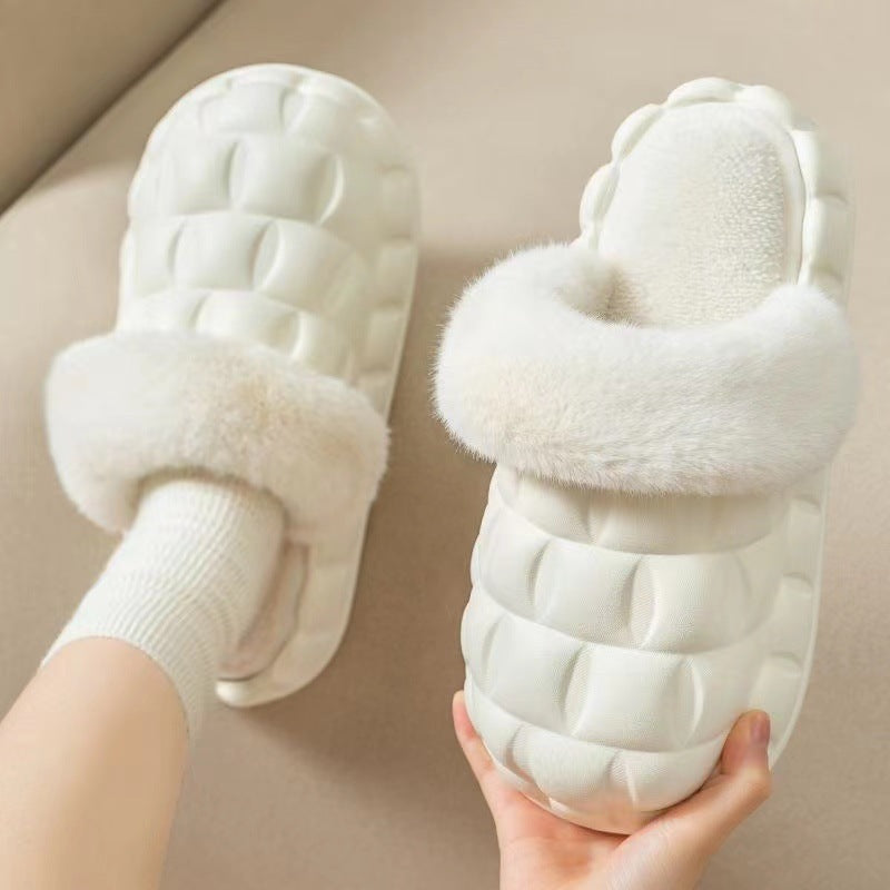 Fuzzy Slippers Women Winter Bedroom Indoor Shoes With Detachable Heel - globaltradeleader