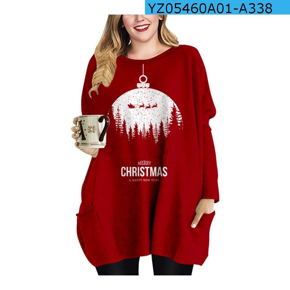 Long Christmas Snowflake Element Round Neck Dress - globaltradeleader