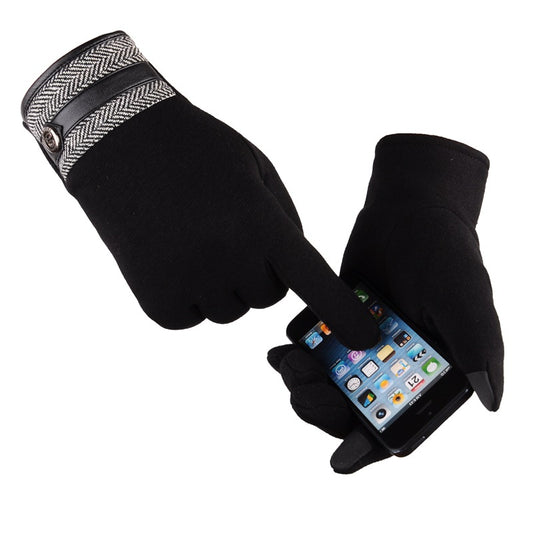 Non-inverted Velvet Touch Screen Gloves Men's Winter Thicken Thermal Cycling