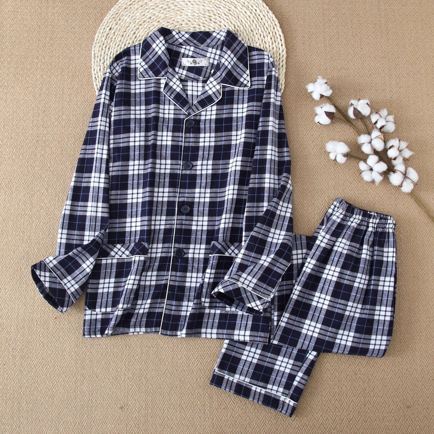 Men's Warm Cloth Flannel Pajama Suit