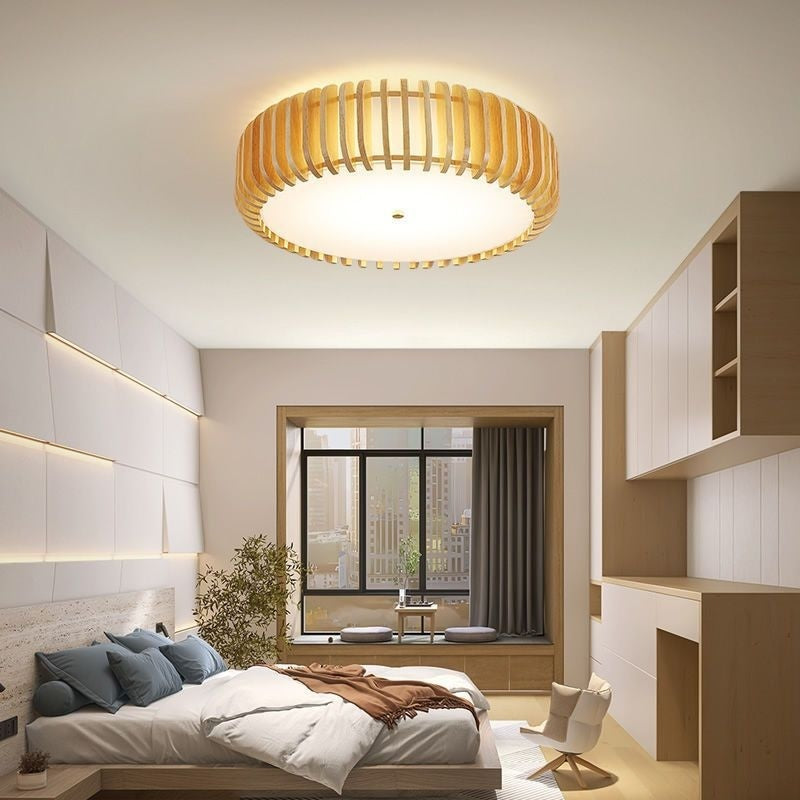 Japanese-style Log LED Bedroom Ceiling Lamp Nordic - globaltradeleader