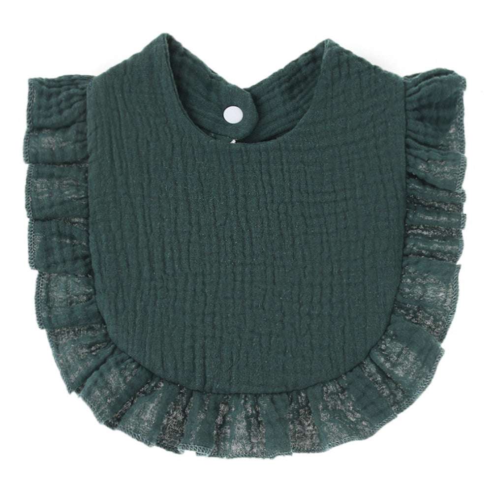 Ruffled Cotton Gauze Lace Bib Saliva Pocket