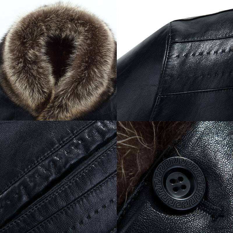 Men's Fashion Casual Leather Coat Fur Collar Jacket - globaltradeleader