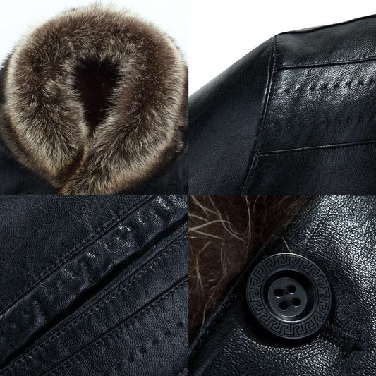 Men's Fashion Casual Leather Coat Fur Collar Jacket - globaltradeleader