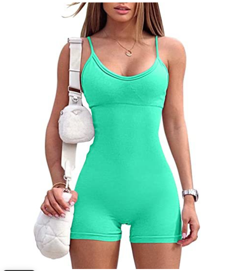 Spaghetti Strap Shorts Jumpsuit Sports Yoga Workout Tight Romper Women Fashion Fitness Sportwear - globaltradeleader