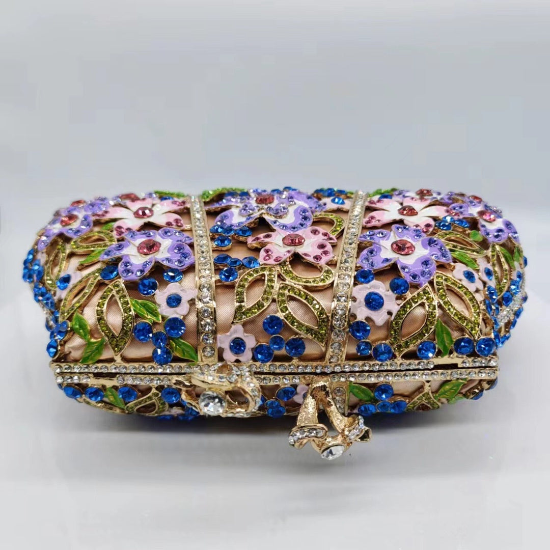 Dripping Oil Diamond Evening Bag Enamel Color Flower Clutch - globaltradeleader