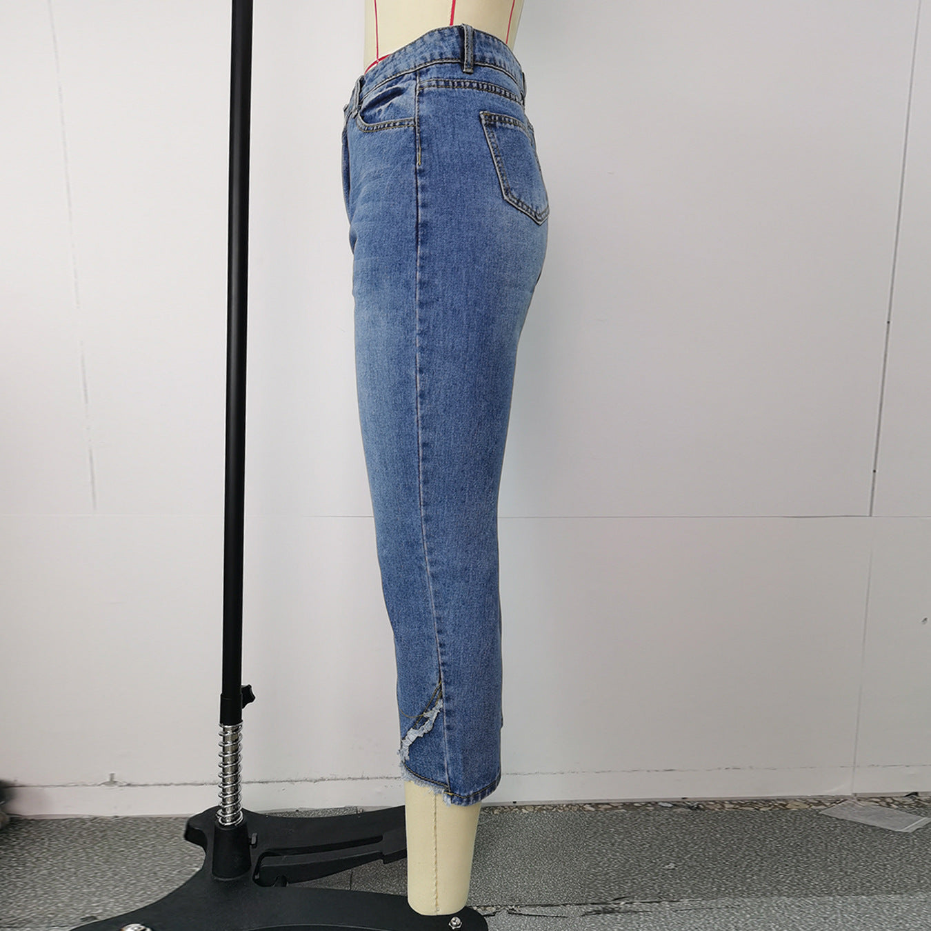 European And American Women's Clothing Fashion Irregular Denim Skinny Pants