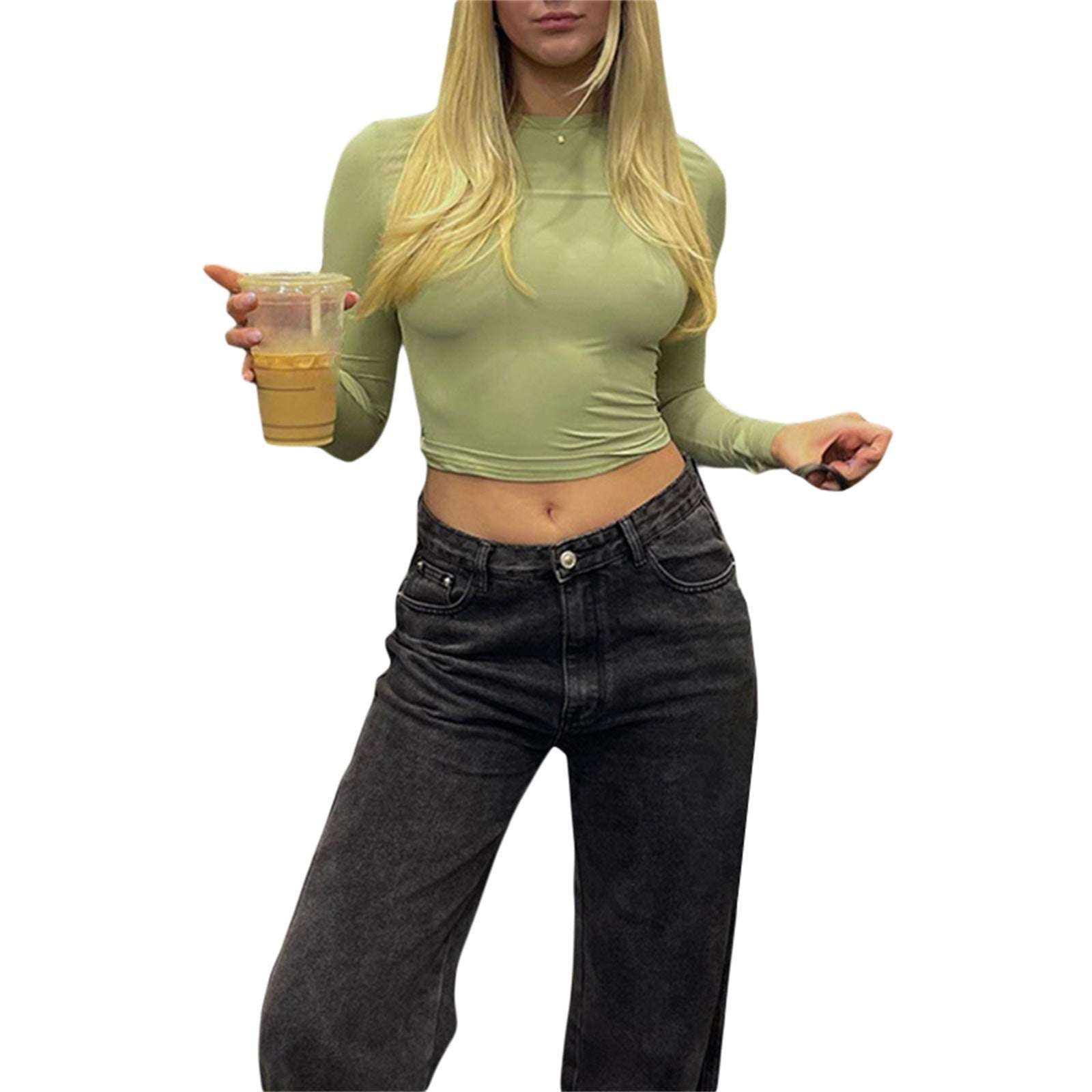 Women's Fashion Casual Solid Color Slim Pullover T-shirt - globaltradeleader