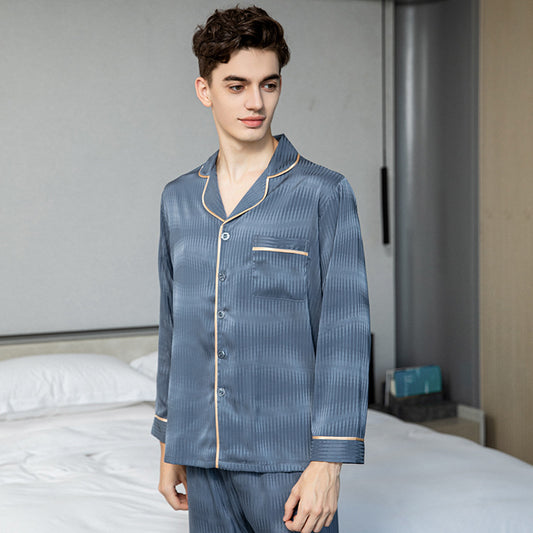 Men's Long Sleeved Trousers Ice Silk Pajamas