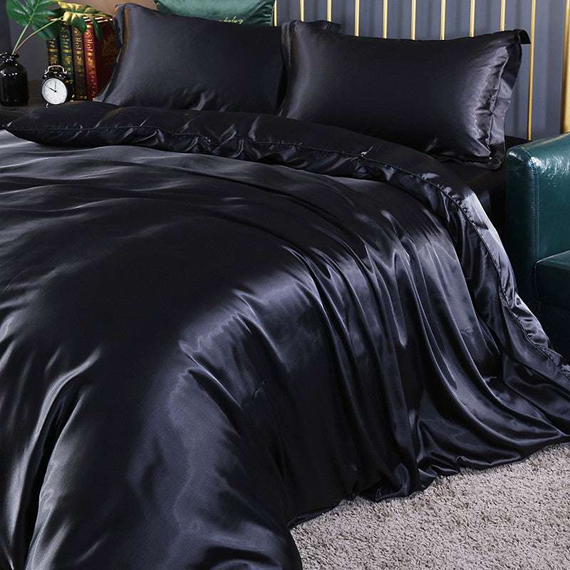Summer Cool Quilt Cover Satin Sheet Ice Silk Four-piece Air Conditioner - globaltradeleader