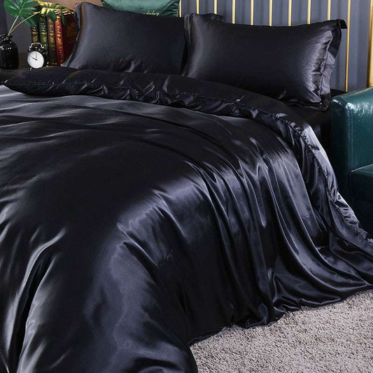 Summer Cool Quilt Cover Satin Sheet Ice Silk Four-piece Air Conditioner - globaltradeleader