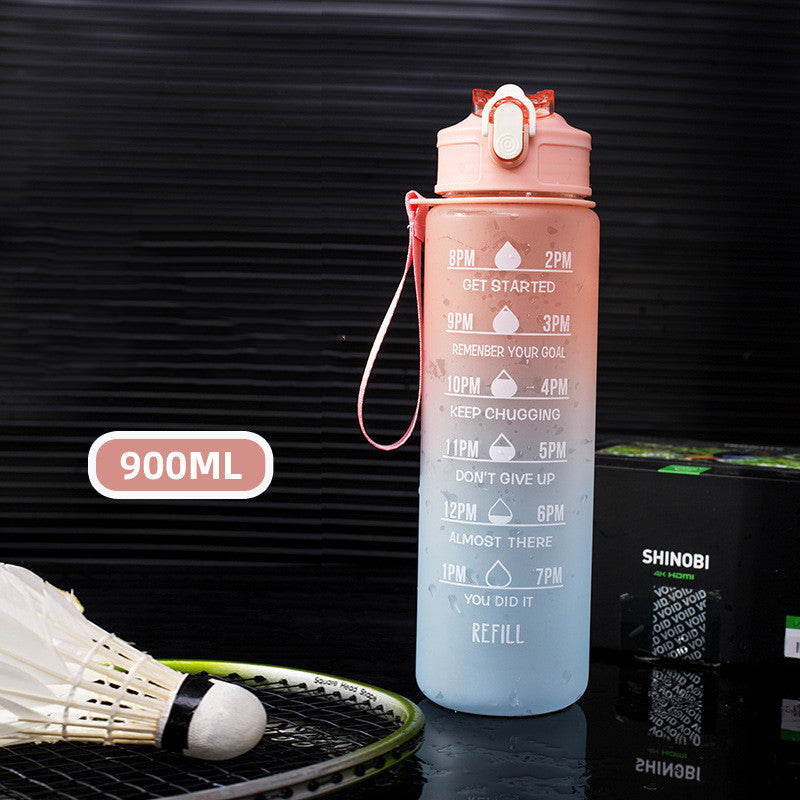 Heat Resistant Gradient Sports Water Bottle With Graduated Straw