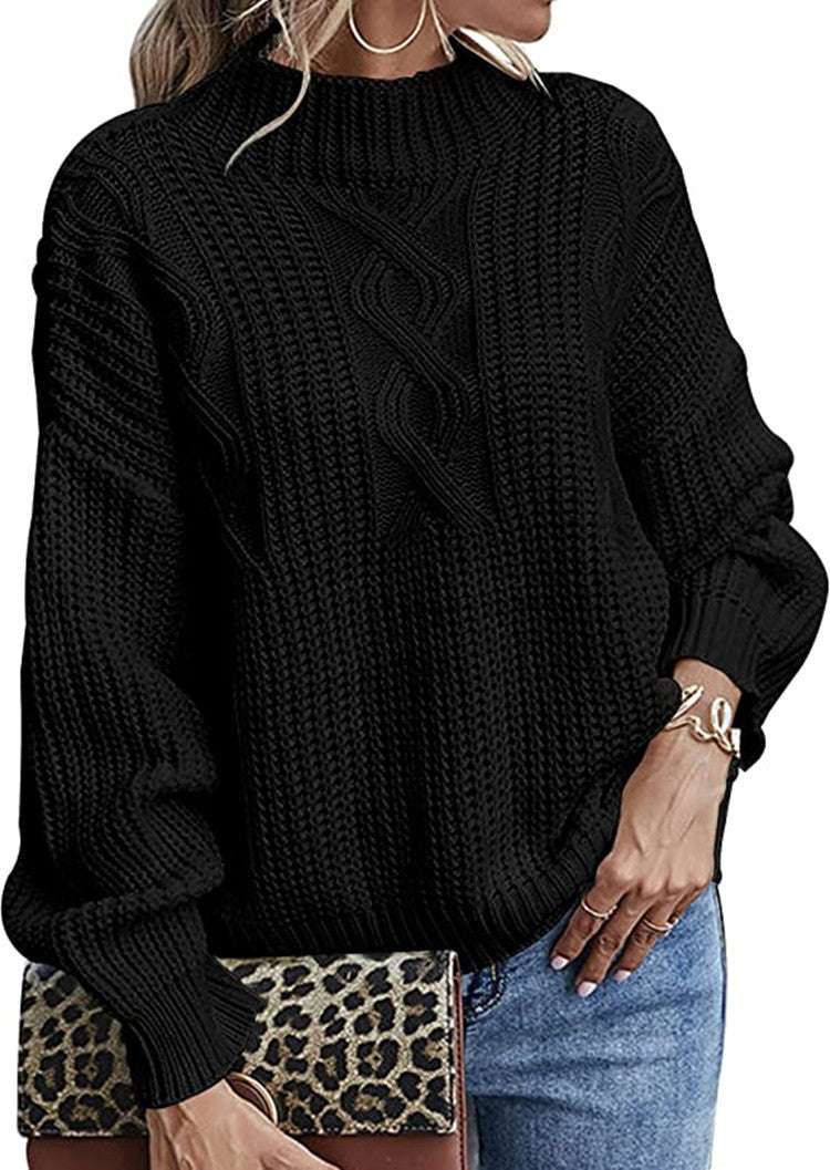 Long Sleeve Mid Collar Slim Bottoming Shirt Round Neck Pullover Sweater - globaltradeleader